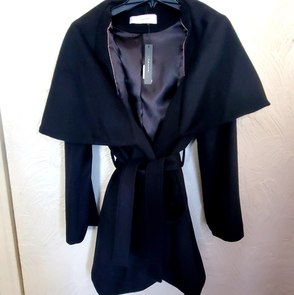 Marla Women's Oversized Collar Wool Wrap Coat